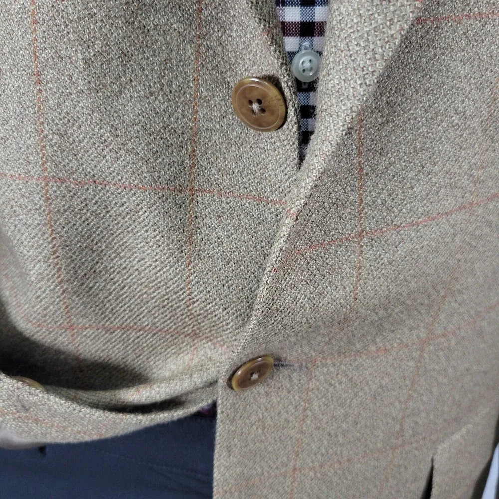 Brandini Le Collezioni Men Sport Coat Blazer Three Button Flannel Plaid Wool 42L